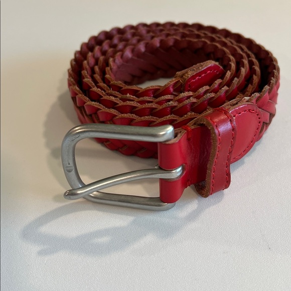 J Crew - s/m, Red Braided Leather Belt - Picture 2 of 4